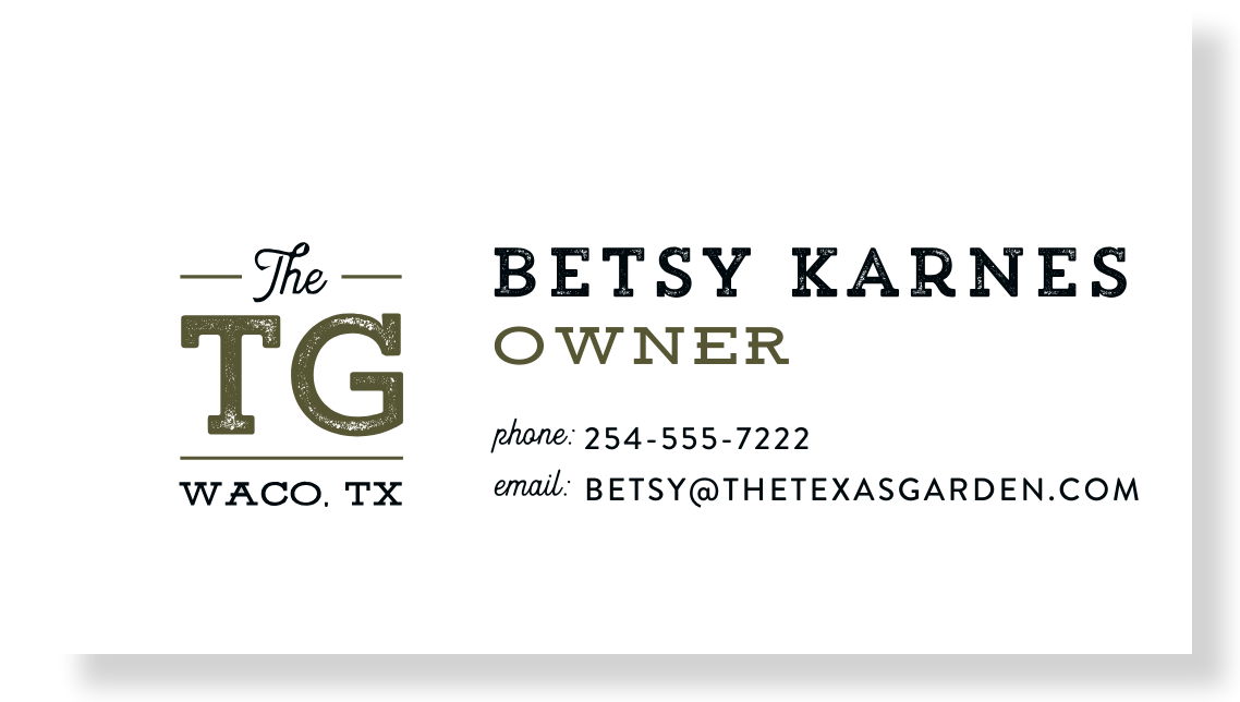 The Texas Garden Business Card Design